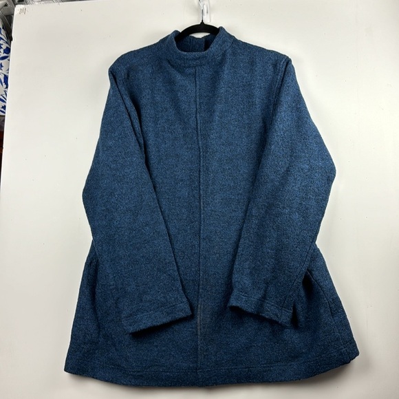 J. Jill Pure Jill Jacket Coat Size M Womans Blue Wool Blend Snap Buttons Pockets - Picture 10 of 15